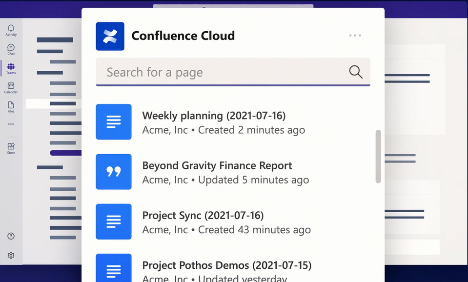 Confluence hỗ trợ liên kết các trang trên chính Microsoft Teams